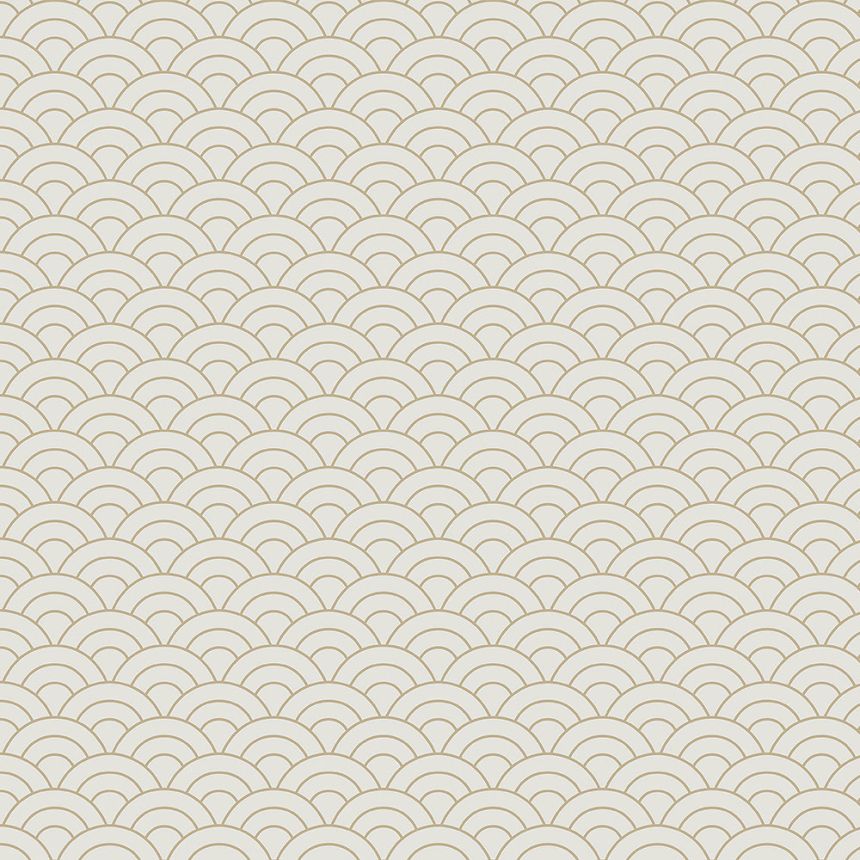 Béžovo-zlatá vliesová tapeta na stenu, oblúkový vzor 6506-2, Batabasta, ICH Wallcoverings