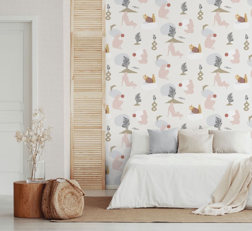 Béžová vliesová tapeta na stenu, ženy na pláži 6503-4, Batabasta, ICH Wallcoverings