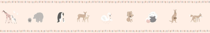 Ružová detská samolepiaca bordúra so zvieratkami 7504-3, Noa, ICH Wallcoverin