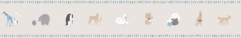 Sivá detská samolepiaca bordúra so zvieratkami 7504-2, Noa, ICH Wallcoverings
