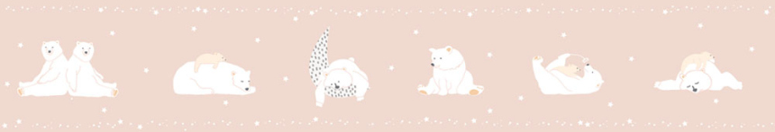 Ružová detská samolepiaca bordúra, medvedíky, hviezdičky 7503-3, Noa, ICH Wallcoverings
