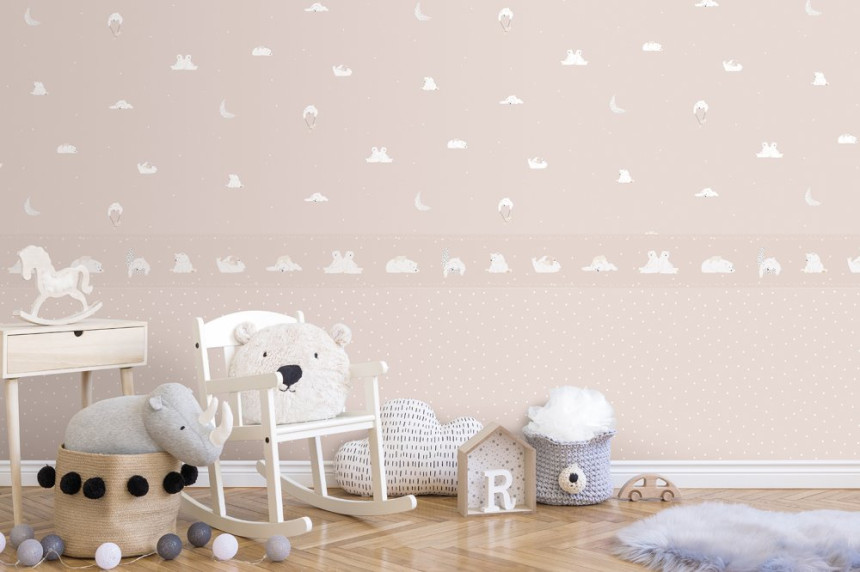 Ružová detská samolepiaca bordúra, medvedíky, hviezdičky 7503-3, Noa, ICH Wallcoverings