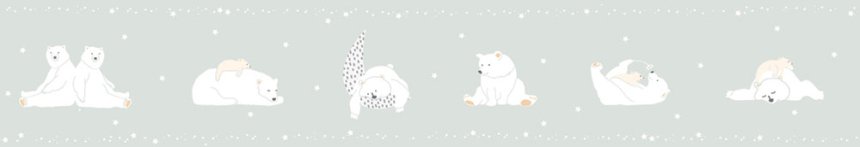 Sivá detská samolepiaca bordúra, medvedíky, hviezdičky 7503-1, Noa, ICH Wallcoverings