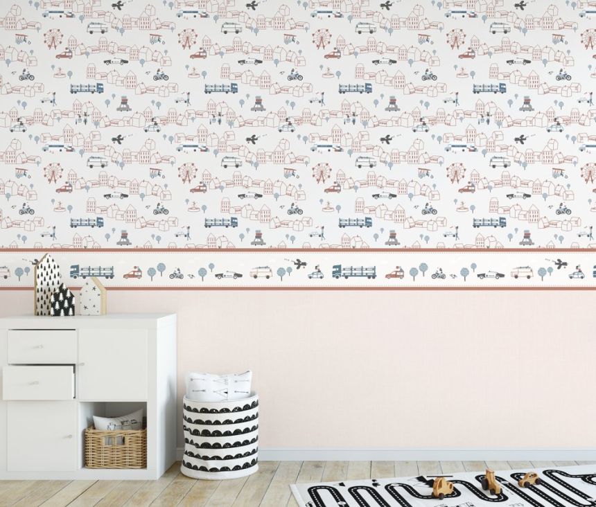 Detská samolepiaca bordúra, mesto, autá 7502-3, Noa, ICH Wallcoverings