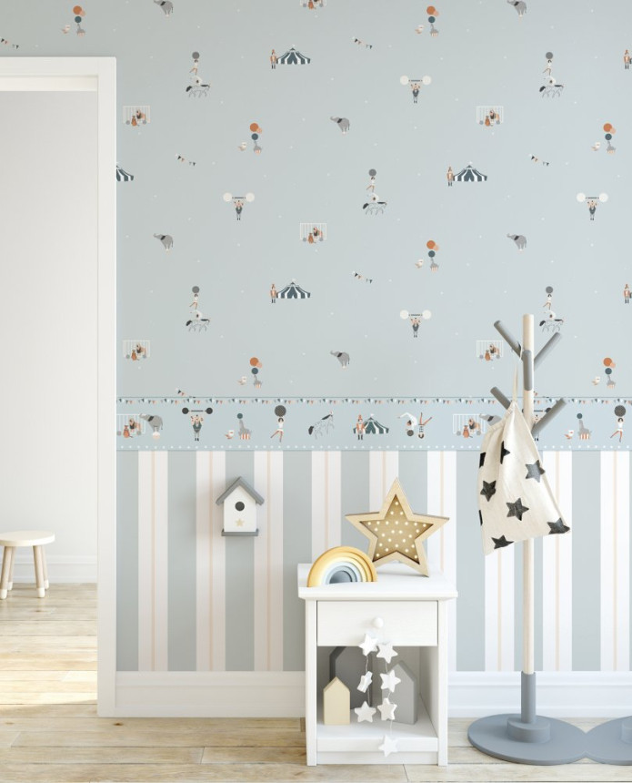 Modrá detská samolepiaca bordúra, Cirkus 7500-1, Noa, ICH Wallcovering