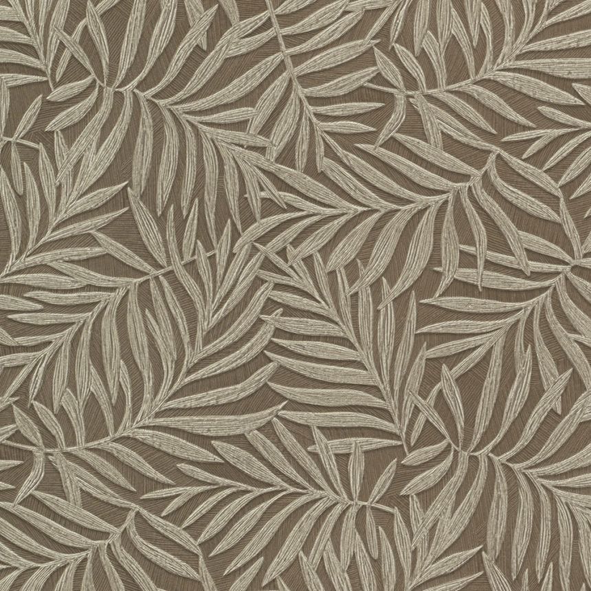 Hnedá vliesová tapeta na stenu s vinylovým povrchom, Listy 31807, Textilia, Limonta