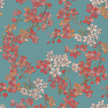 Luxusná tyrkysová vliesová kvetinová tapeta GR322205, Grace, Design ID
