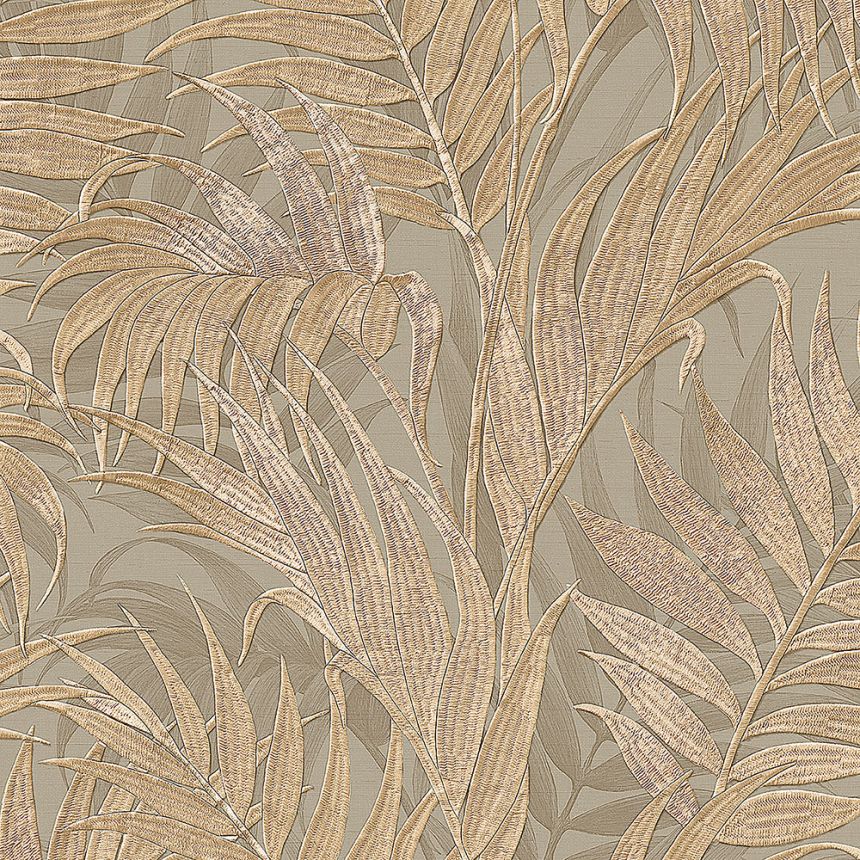 Luxusná šedohnědá vliesová tapeta, palmové listy GR322105, Grace, Design ID Wallcoverings