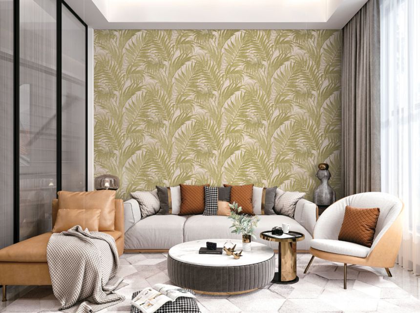 Luxusná šedohnědá vliesová tapeta, palmové listy GR322105, Grace, Design ID Wallcoverings