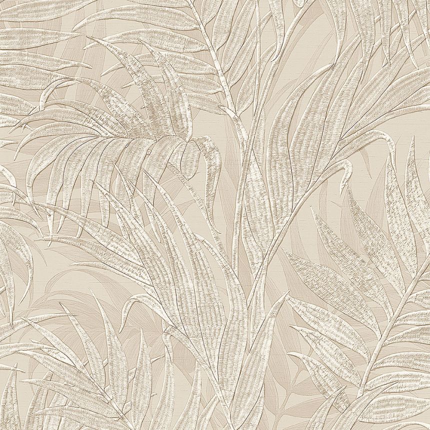 Luxusná béžová vliesová tapeta, palmové listy GR322102, Grace, Design ID