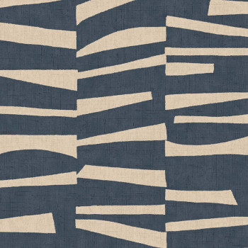 Modro-béžová tapeta s geometrickým retro vzorom 318022, Twist, Eijffinger