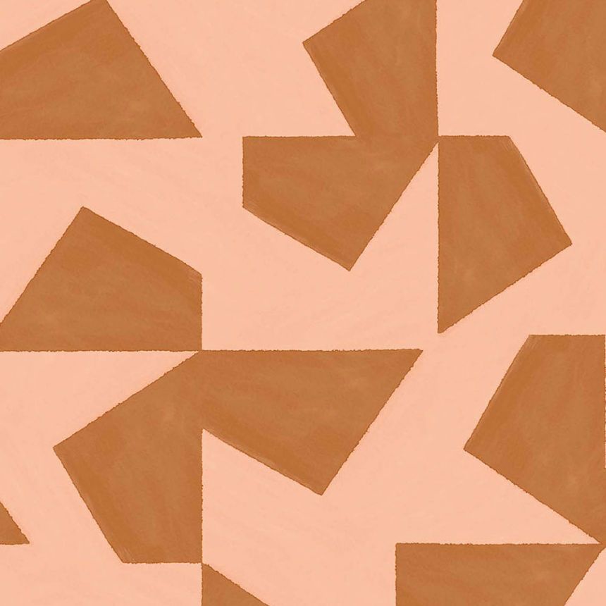 Hnedo-ružová tapeta s geometrickým retro vzorom 318041, Twist, Eijffinger