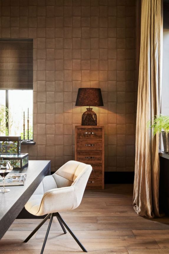 Hnedá vliesová 3D tapeta, imitácia kože 221110, Rivi?ra Maison 3, BN Walls