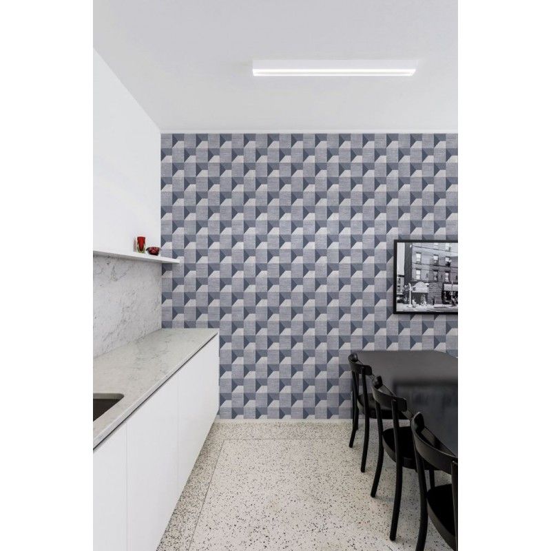Modrá vliesová 3D tapeta geometrický vzor A48703, Vavex 2024