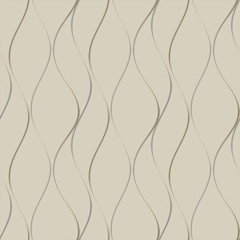 Luxusná béžová vliesová tapeta so zlatými vlnkami Y6201404, Dazzling Dimensions 2, York