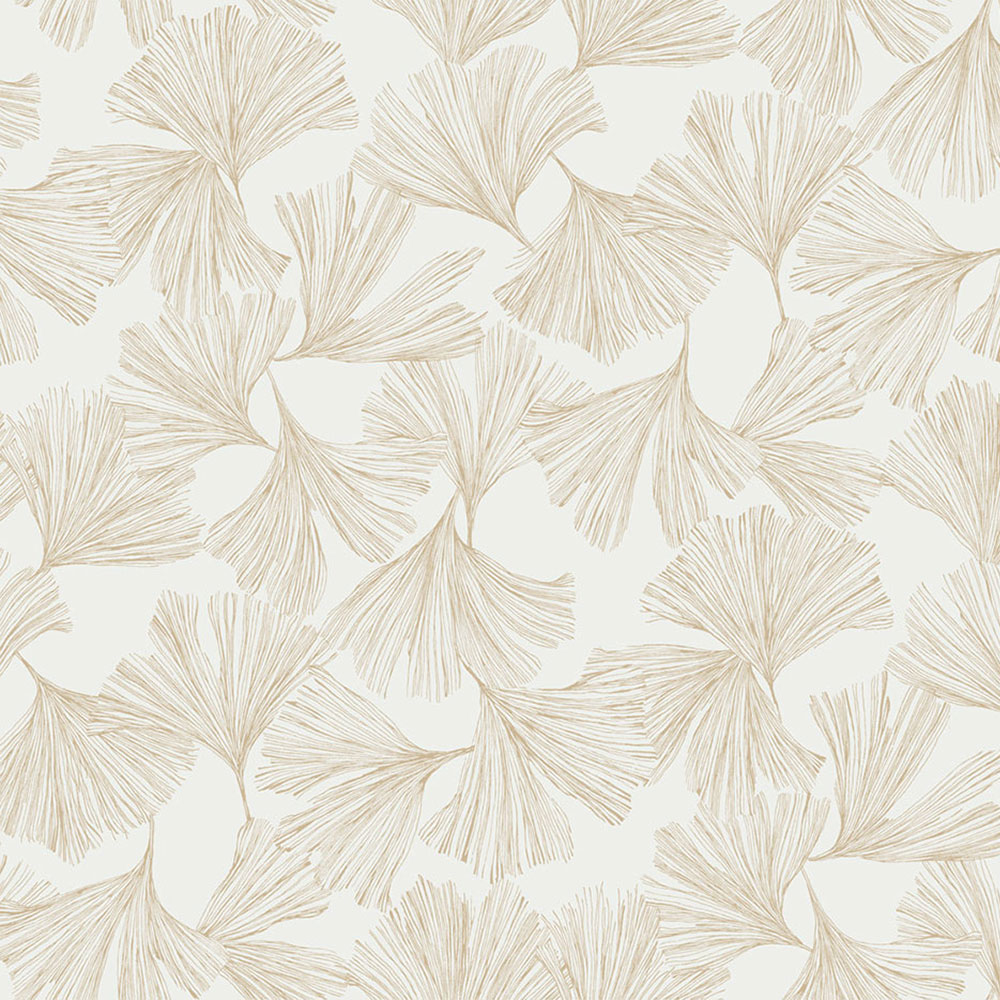 Biela vliesová tapeta so zlatými listami ginkga DD3741, Dazzling Dimensions 2, York