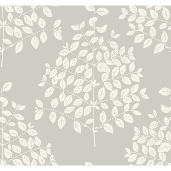 Strieborná vliesová tapeta, biele vetvičky, listy OS4252, Modern nature II, York