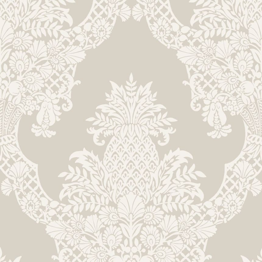 Sivobéžová predglejená tapeta, ananás, ornamenty DM4972, Damask, York