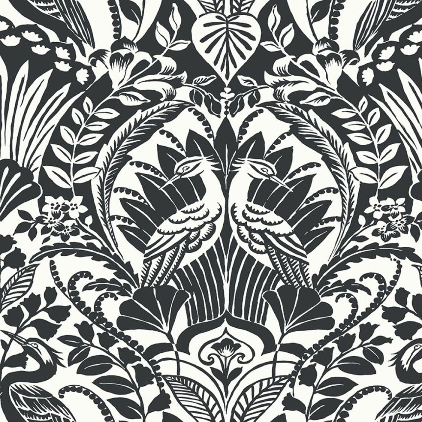 Čierno-biela predglejená tapeta, ornamenty BW3931, Damask, York