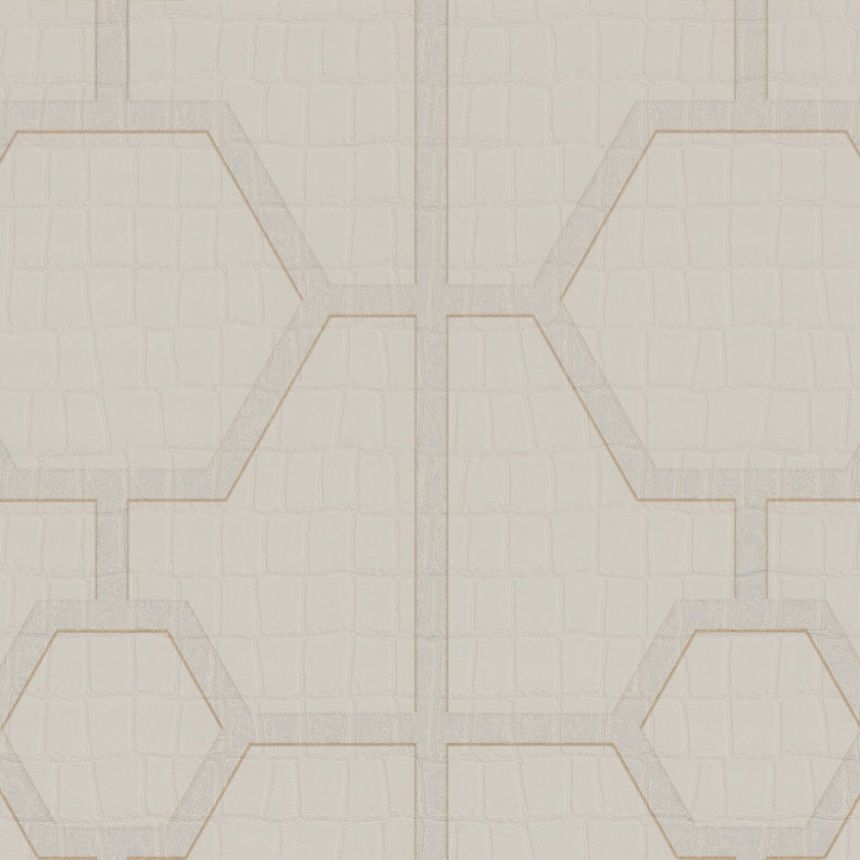 Krémová geometrická vliesová tapeta s vinylovým povrchom Z80028 Philipp Plein, Zambaiti Parati