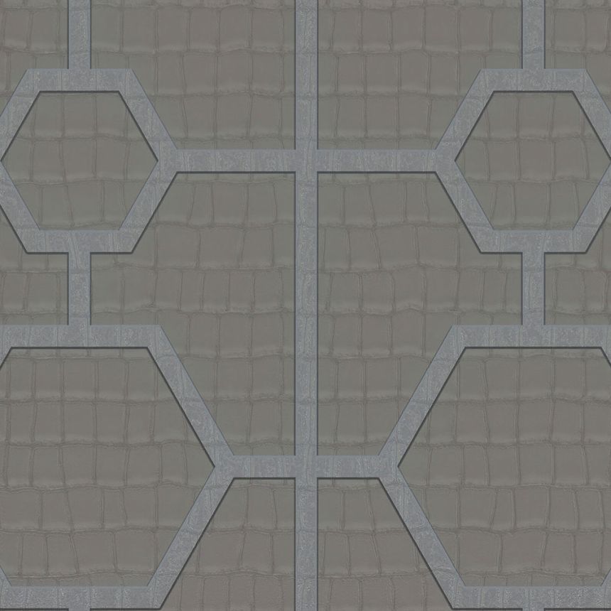 Sivá geometrická vliesová tapeta s vinylovým povrchom Z80026 Philipp Plein, Zambaiti Parati