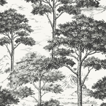 Čierno-biela vliesová tapeta les, stromy MN3013, Maison, Grandeco
