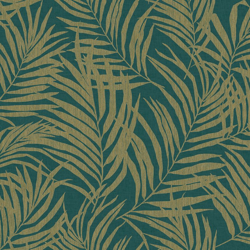 Zeleno-zlatá vliesová tapeta listy palmy MN2014, Maison, Grandeco