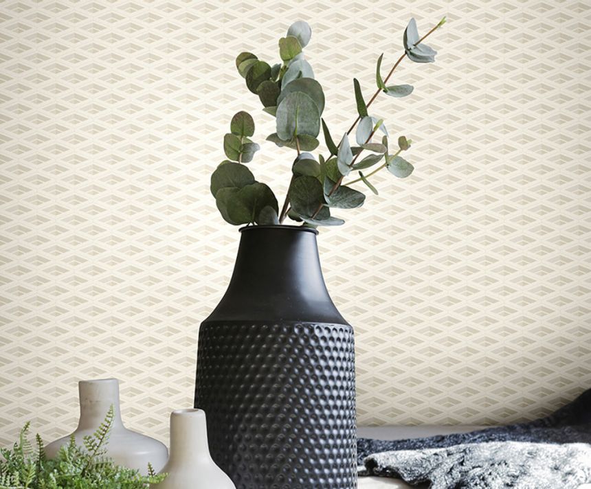 Luxusná krémová vliesová tapeta geometrický vzor Z76025, Vision, Zambaiti Parati