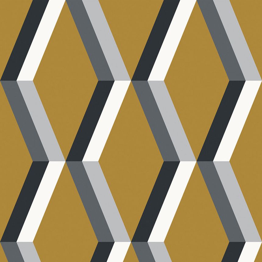 Žltá vliesová retro tapeta geometrický vzor 113948, Formation, Graham & Brown