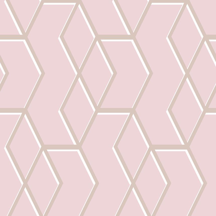 Ružová vliesová tapeta, zlatý geometrický vzor 105910, Formation, Graham & Brown