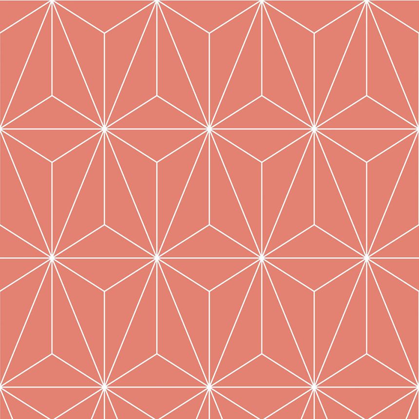 Koralovo červená vliesová tapeta geometrický vzor 104739, Formation, Graham & Brown