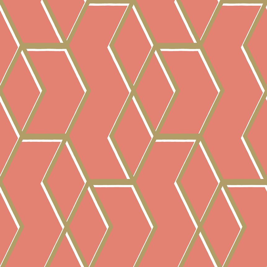 Koralová vliesová tapeta, zlatý geometrický vzor 104736, Formation, Graham & Brown