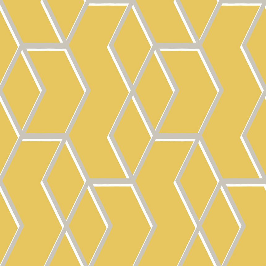 Žltá vliesová tapeta, metalický geometrický vzor 104731, Formation, Graham & Brown