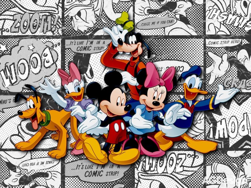 Dětská fototapeta na zeď - FTD XXL 0260, Disney, Mickey na komiksu, 360 x 255 cm, AG Design