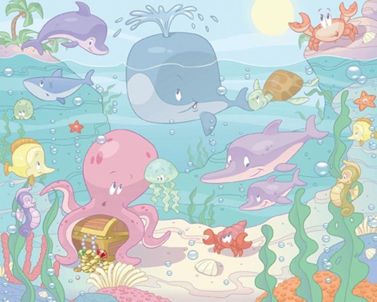 Dětská obrazová tapeta 40625, Baby moře, 304,8 x 243,8 cm, Walltastic, 12 dílů